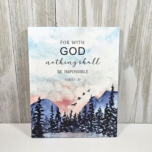 NEW Canvas Watercolor Art 10x8" Scripture Luke 1:37